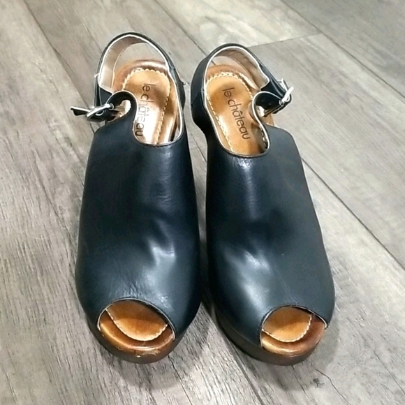 Le Chateau Peep Toe Strappy Platform Heels Size 8.5 - Picture 2 of 7